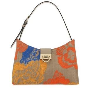 Salvatore Ferragamo Trifolio Floral Embroidered Shoulder Bag